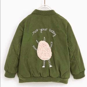 Bomber Jacket with Monster Appliqué.